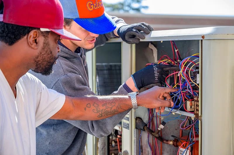 Electricians working together