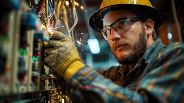 Electrician working on a project